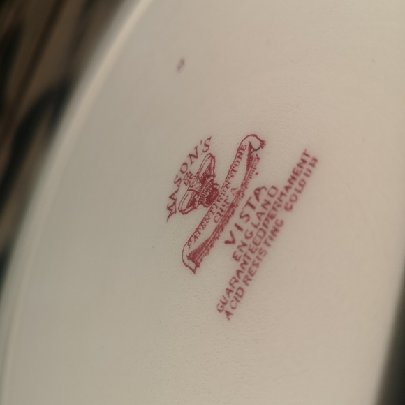 Vintage Mason's Patent Ironstone China Red Vista England 15½" Large Dinner Plate - Picture 7 of 10